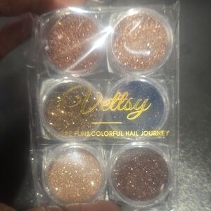 Glitter Nail Powder Set - Gold, Blue, Brown